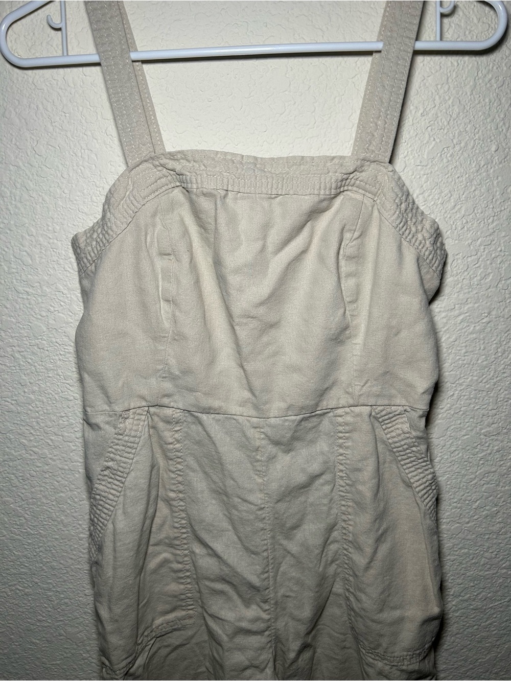 Old Navy Linen Blens Beige Casual Strappy Maxi Jumpsuit M Summer Casual Beach - Picture 3 of 7